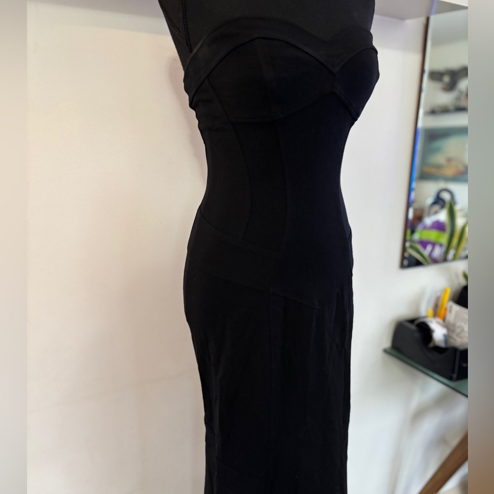 NWOT Diane Von Furstenberg DVF OLSEN GOWN Maxi Dress Corset detail Black SZ 2 - Picture 5 of 9